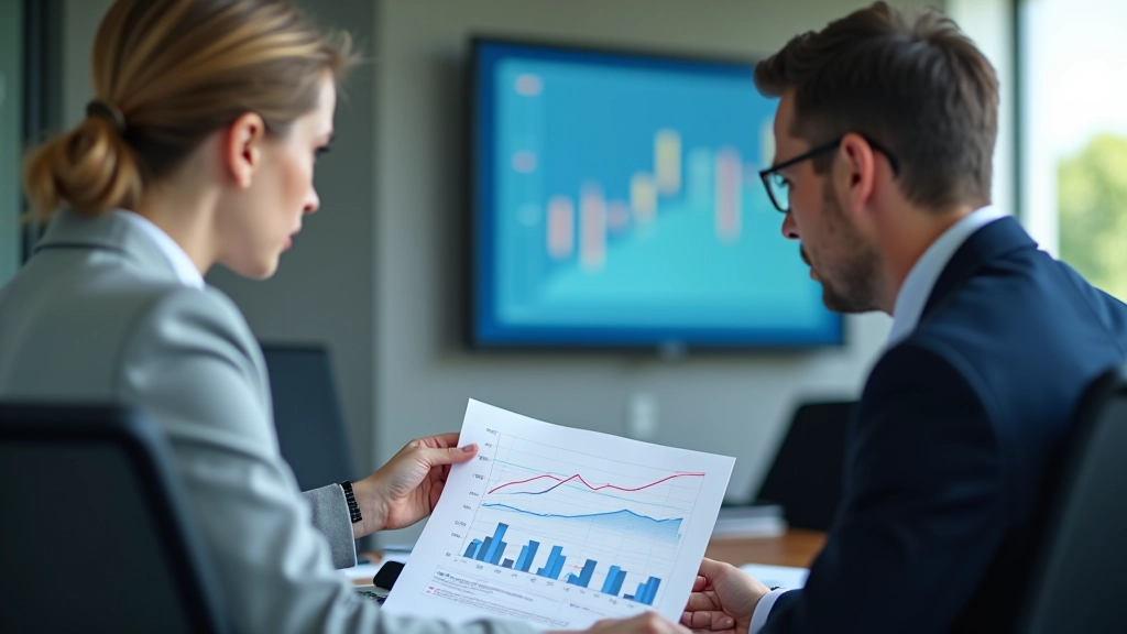 Tým podnikatelů v jednací místnosti diskutující o ekonomických prognózách a vedoucích indikátorech