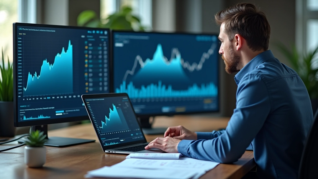 Graf ekonomických dat na obrazovce s čísly a tabulkami HDP