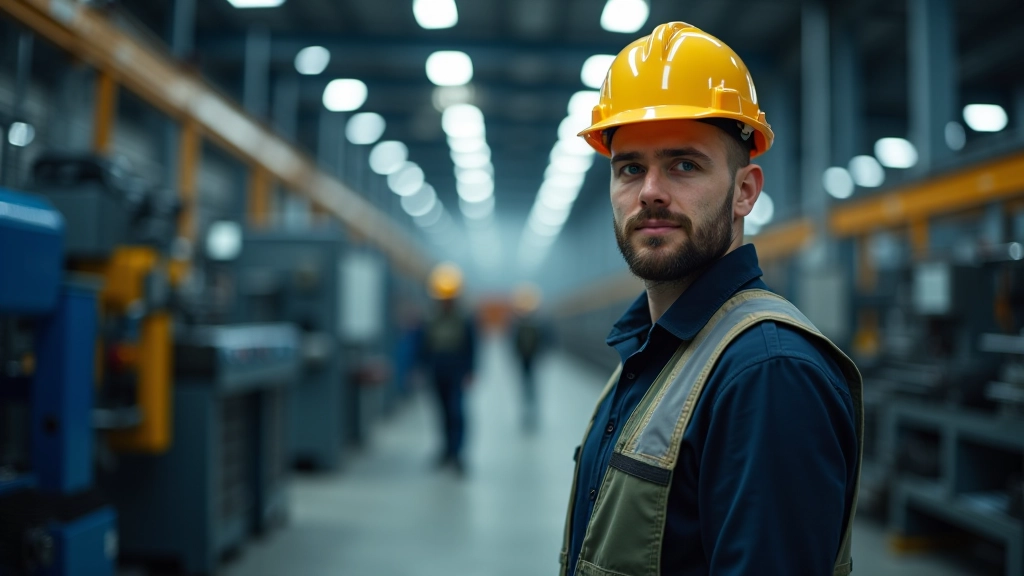 Průmyslová výroba továrny s výrobními linkami a pracovníky